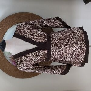 Magic Brown Patterned V-Neck Top ( Please Read Description)